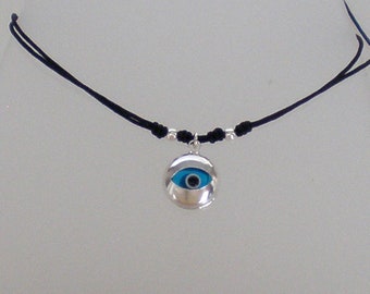 Sterling silver evil eye pendant, Amulet, Evil eye pendant, Turkish eye
