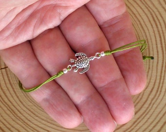 Silver turtle bracelet, Turtle bracelet, Adjustable bracelet, Sterling silver bracelet, Bracelet for woman