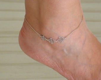 Kaktus-Fußkettchen aus Sterling Silber, Kaktus-Fußkettchen, Kaktus-Fußkettchen, Delikates Fußkettchen, Kaktus-Fußkettchen