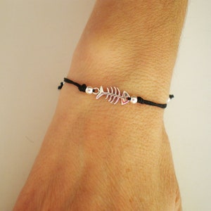 Fish bone sterling silver bracelet, Adjustable bracelet, Sterling silver bracelet, Bracelet for woman, Gift for woman