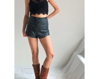 high waisted leather shorts