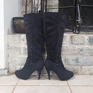 Vintage Black Suede Knee High Boots, 7M