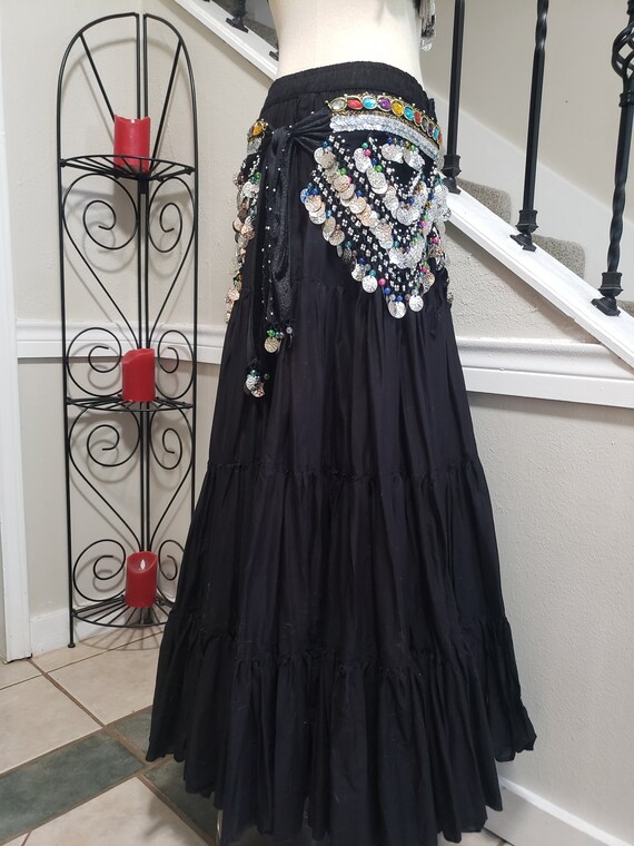 Vintage Black Velvet Jeweled Belly Dance Gypsy Co… - image 4