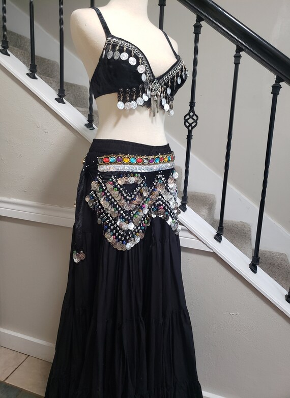 Vintage Black Velvet Jeweled Belly Dance Gypsy Co… - image 2