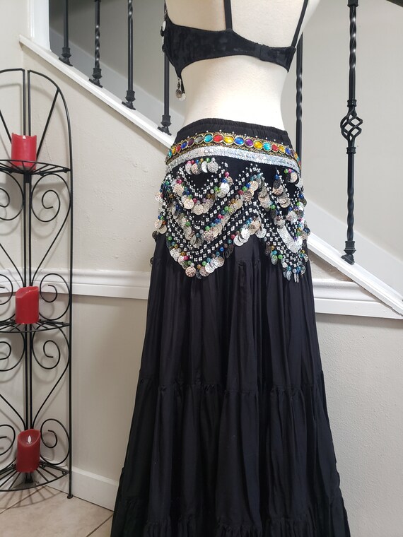 Vintage Black Velvet Jeweled Belly Dance Gypsy Co… - image 5