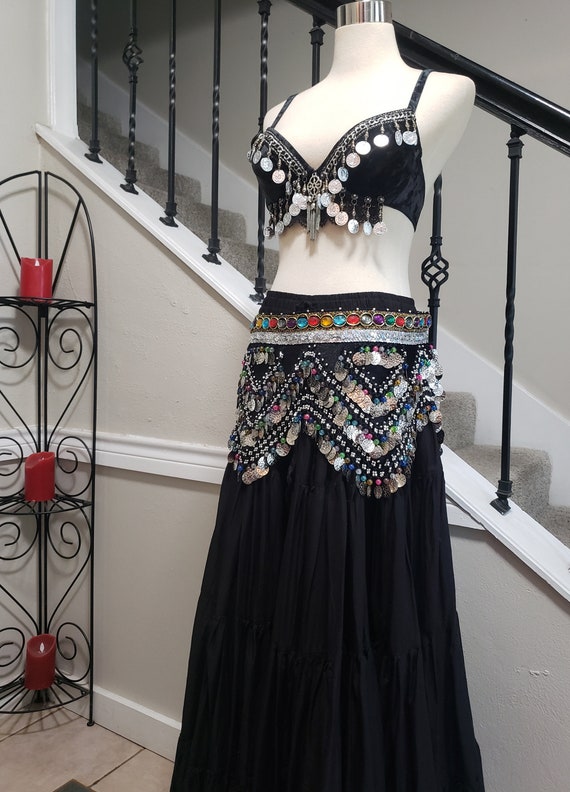 Vintage Black Velvet Jeweled Belly Dance Gypsy Co… - image 7