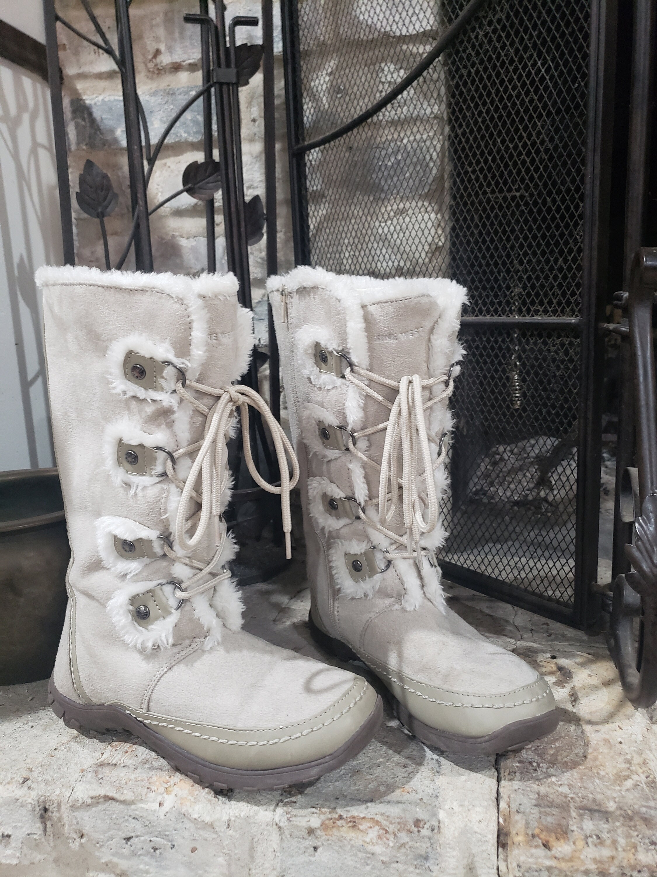 Vintage Hippie Boho Beige Suede and Ivory Faux Fur Ankle Boots, 7M - Etsy