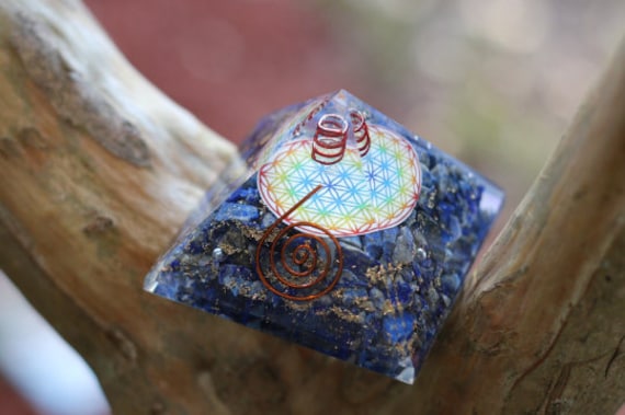 Lapis Lazuli Orgone Energy Pyramid With Charged Quartz Crystal Point