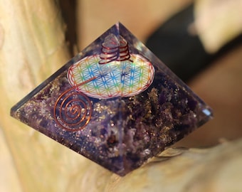 Amethyst Orgone Energy Pyramid With Charged Quartz Crystal Point