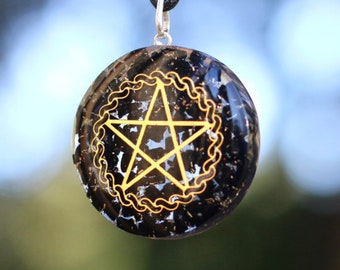 Black Tourmaline Orgone Energy Pentagram Pendant (1.6 inch)
