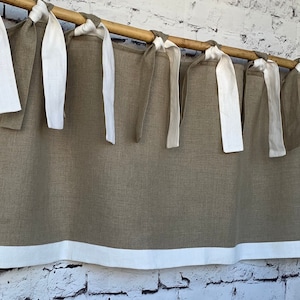 Linen Curtains Cottage Kitchen Ruffle Valance Simple Rustic French Country Ruffled Natural Flax Linen Window Decor Modern Farmhouse Valances