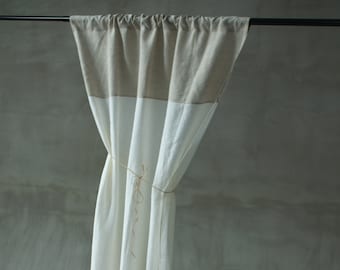 White and Gray Linen Curtain – Custom Size Stonewashed Drapes