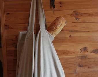 Handmade Natural Linen Shopping Bag, Large Market Tote