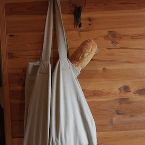 Shopping Bag/ Natural Handmade Linen Bag/ Large Linen Bag/ Custom Linen Bag/  21.5x21&quot;