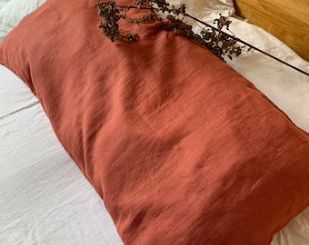 Linen Lumbar Pillow Cover, Long Bolster Pillow Sham, Custom Size