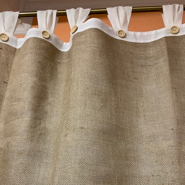 Leinenvorhang Сurtains für Wohnzimmer Vorhang mit Leinen Futter Burlap Valance Landhausstil Fenster Natur