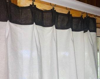 Linen White Cafe Curtains | Top Pinch Pleat Cafe Curtain Panels | Linen Cafe Curtains | Pleated Cafe Curtains | Custom Window Curtains