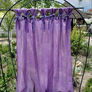Purple stripe linen curtains Purple Long Linen Curtain Purple Linen Window Drape Stonewashed Linen Curtain Panel  Linen Curtain Custom Size