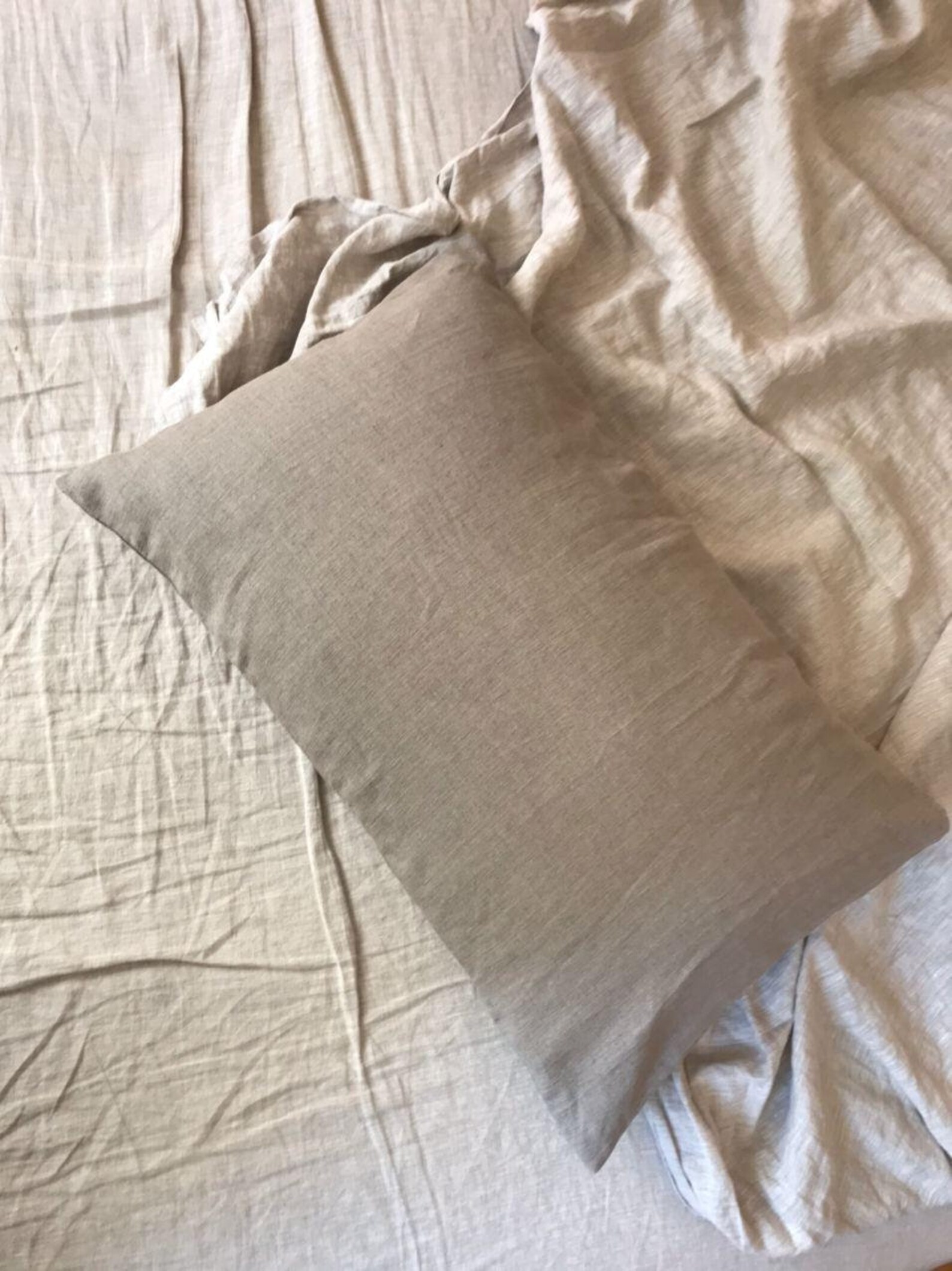 LINEN PILLOWCASE. Linen gray pillowcase with buttons. Pure Etsy