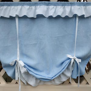 ナチュラルリネンブラインド（紐付き）、ソフトローラーブラインド、色あせたリネンブラインド、ブルーリネンカーテンパネル（紐付き）