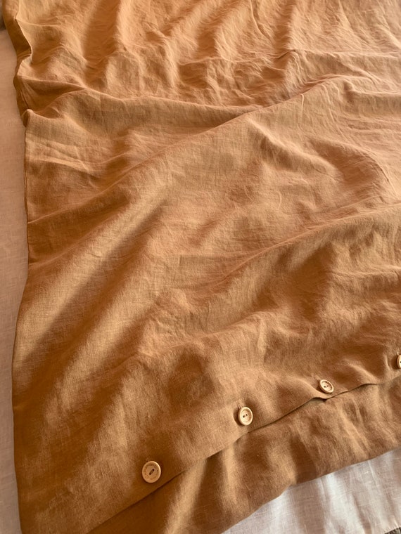 Linen duvet cover in Light cinnamon Duvet cover with buttons | Etsy