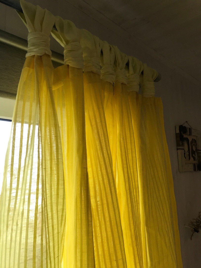 Yellow stripe linen curtainsYellow Long Linen Curtain Yellow Etsy