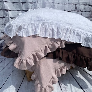 Linnen kussensloop met ruches. kussensloop, kussenslopen met ruches, kussenslopen met ruches, decoratief kussen, shabby chic kussen, op bestelling