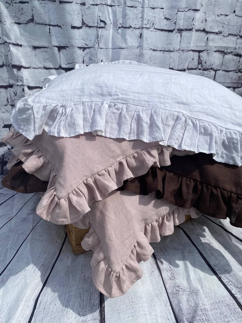 Linen PILLOW CASE With RUFFLES/ Body Pillow/throw Pillows/ Etsy