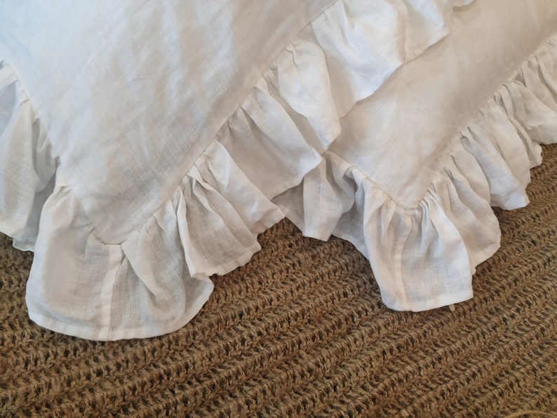 Linen Pillow Cover with Ruffles Set pillow WHITE Standard Case Etsy