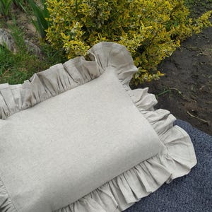 Luxury Linen Ruffled Pillow Cover | Shabby Chic Euro Sham