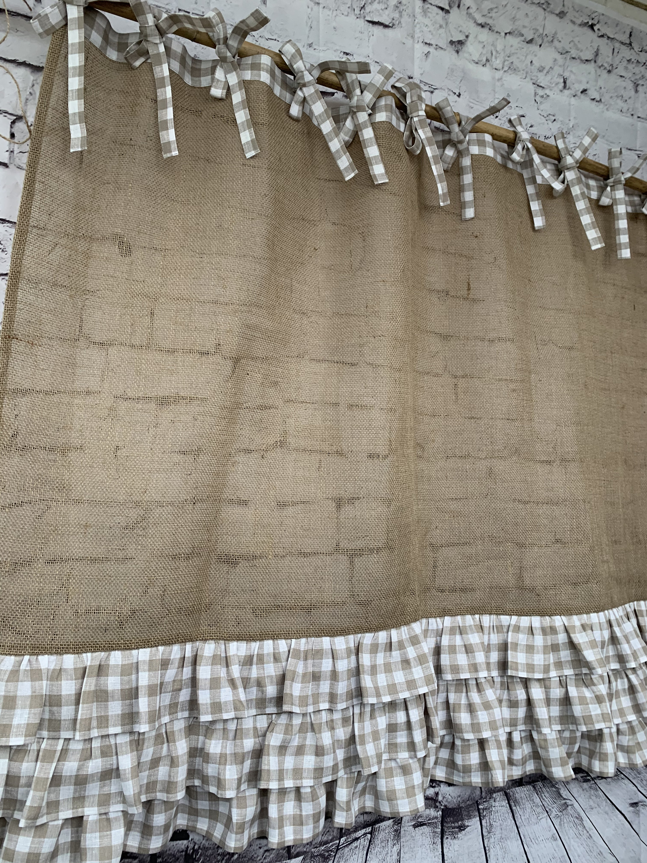Burlap Curtains Cottage Kitchen Farmhouse curtains for living Etsy