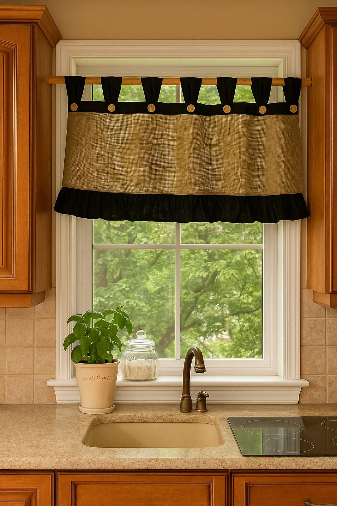 Ruffled Burlap Kitchen Valance: Rustic Farmhouse Decor - Etsy