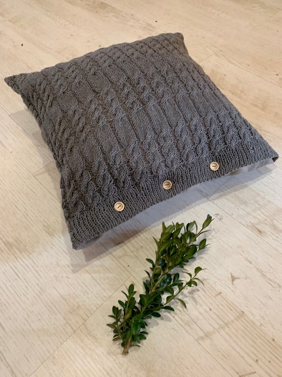 Dark Gray Crochet Pillow Sham Decorative Throw Sham 16 X 16 Etsy