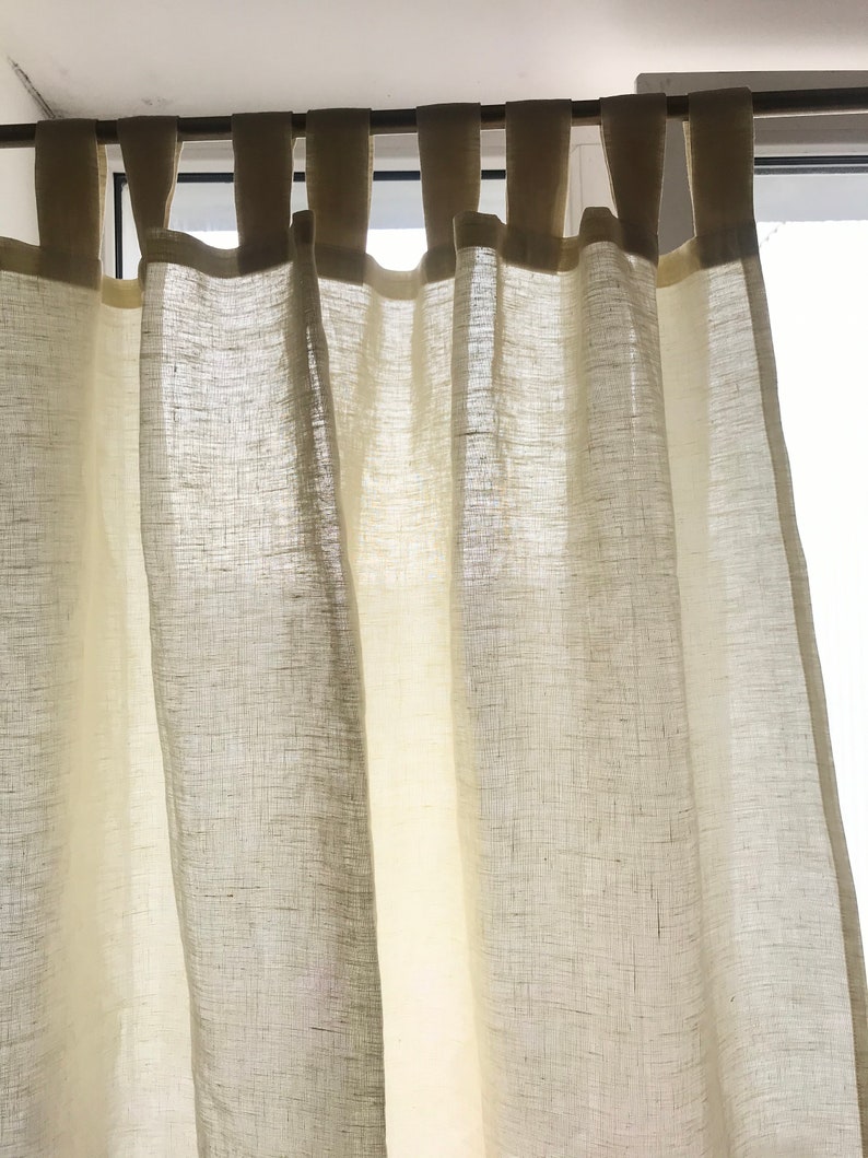 FARMHOUSE curtains Tab Top Linen Curtain Panel window | Etsy