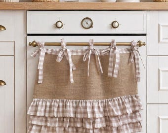Burlap Curtain with Frill – Closet, Kitchen, Home Appliance, or Washing Machine Cover