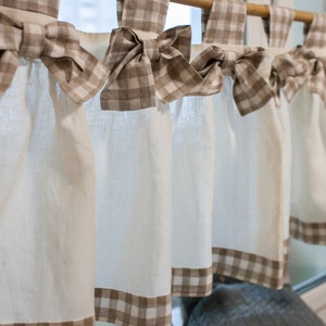 Linen Curtains Cottage Kitchen Ruffle Valance Simple Rustic French Country Ruffled Natural Flax Linen Window Decor Modern Farmhouse Valances