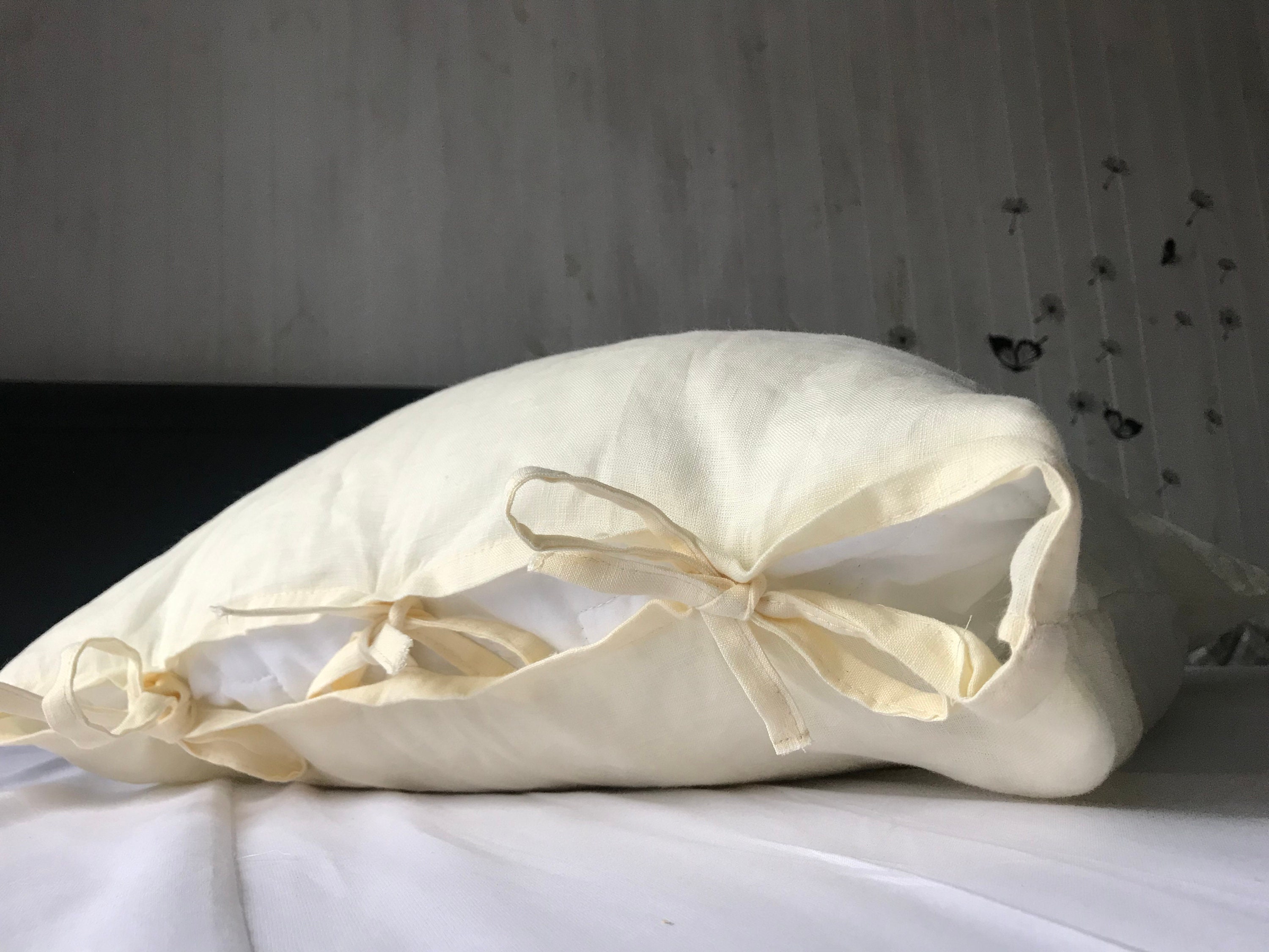 Natural Linen Pillowcase with ties Linen pillowcase Washed bow Etsy