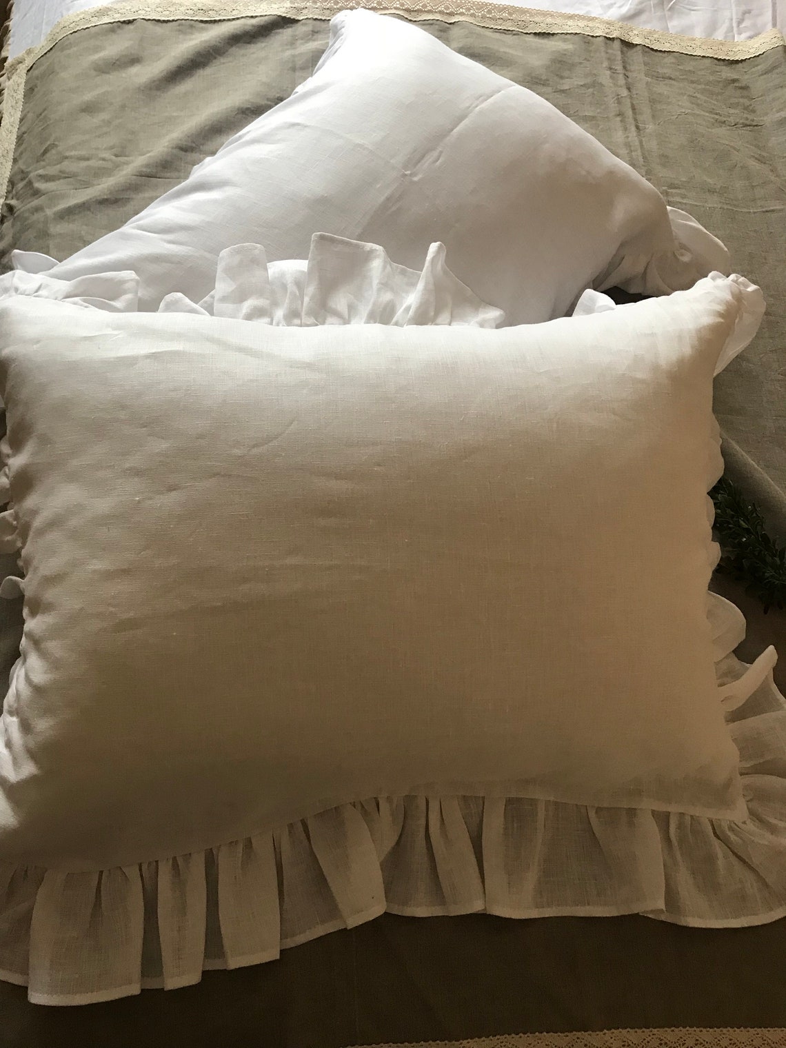 Ruffle LINEN PILLOWCASE With Ruffles on each sides Ruffled | Etsy