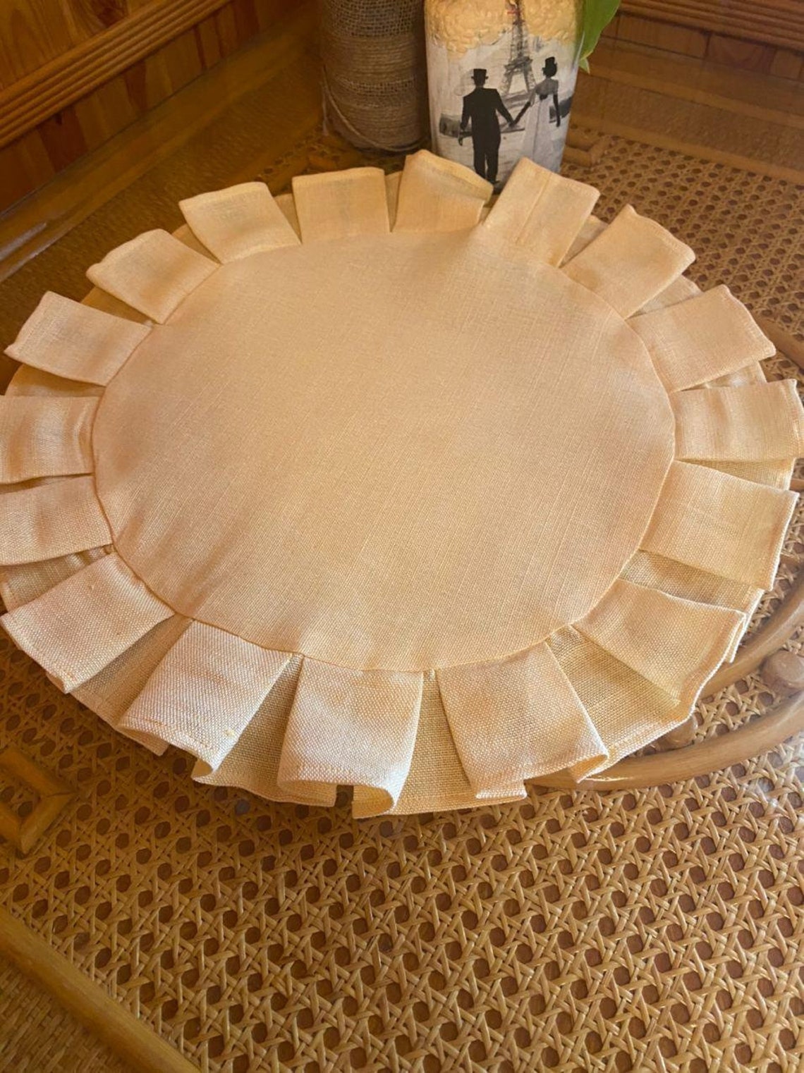 Linen Yellow Round Ruffle Placemat Home Decoration Party Decor Etsy