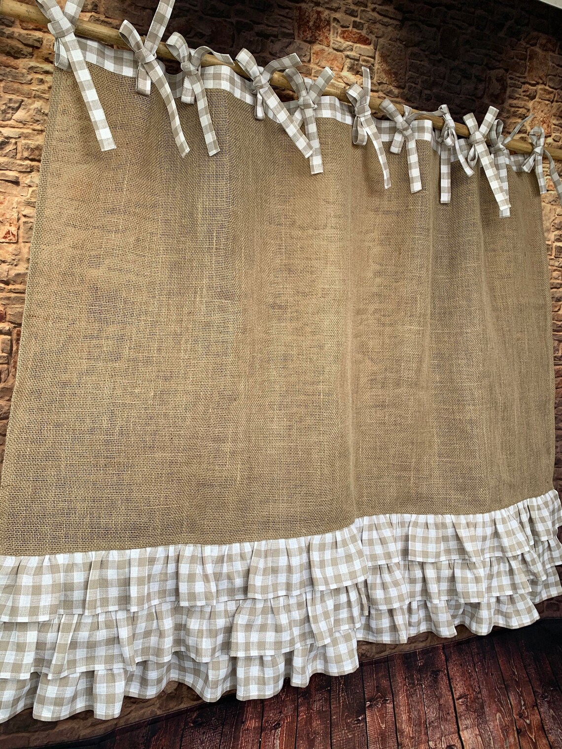 Burlap Curtains Cottage Kitchen Farmhouse Curtains for Living Etsy
