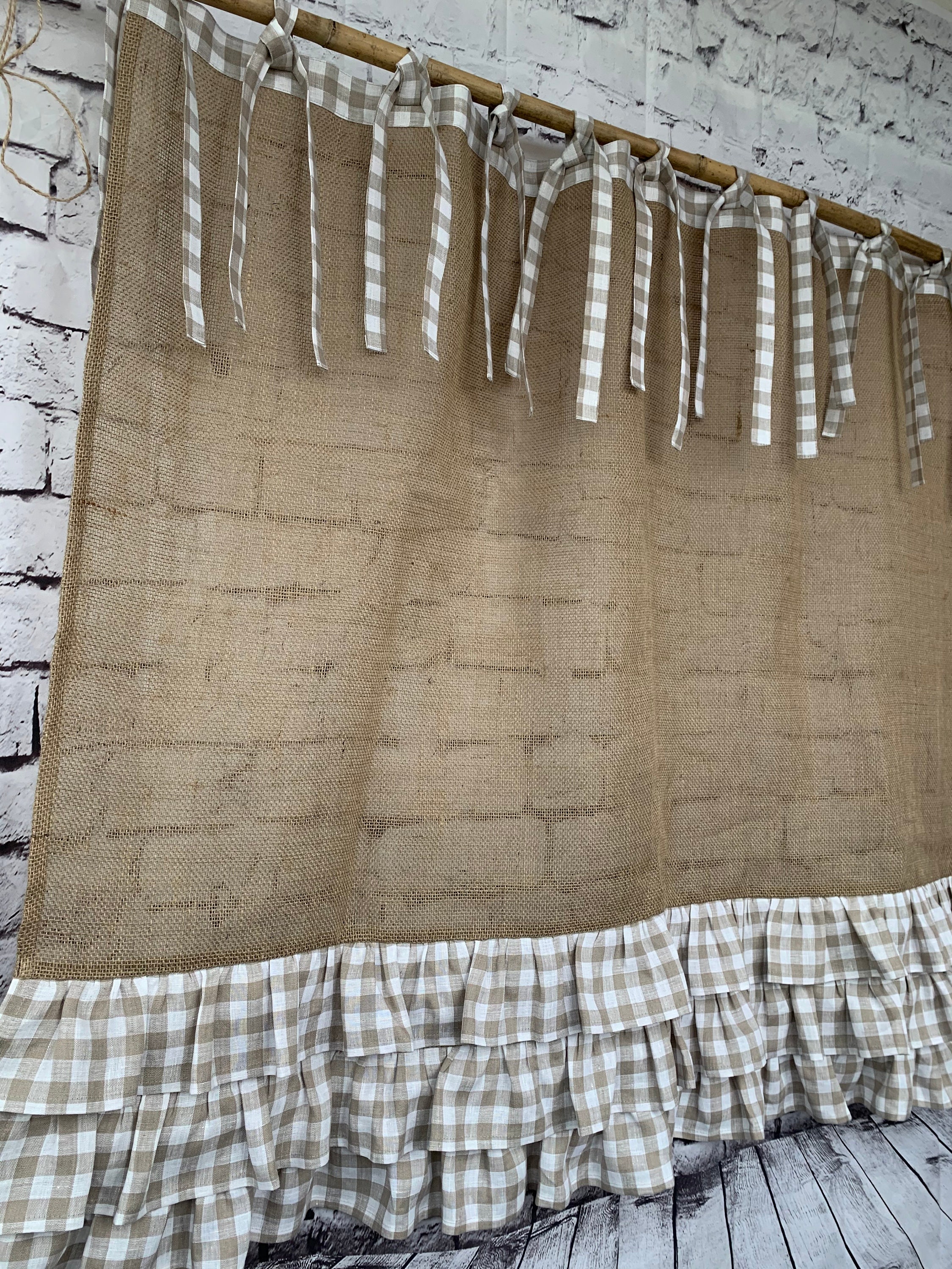 Burlap Curtains Cottage Kitchen Farmhouse curtains for living Etsy
