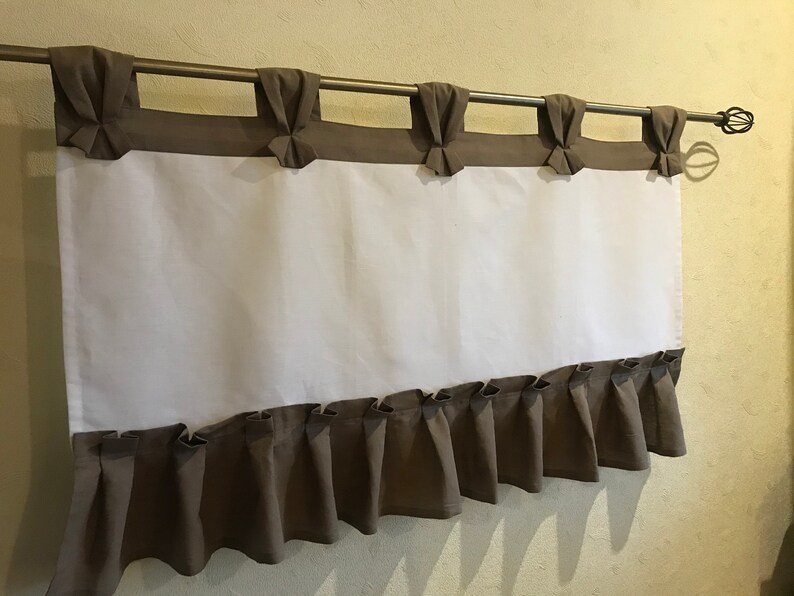 Burlap Curtains Cottage Kitchen Ruffle Valance Simple Rustic Etsy