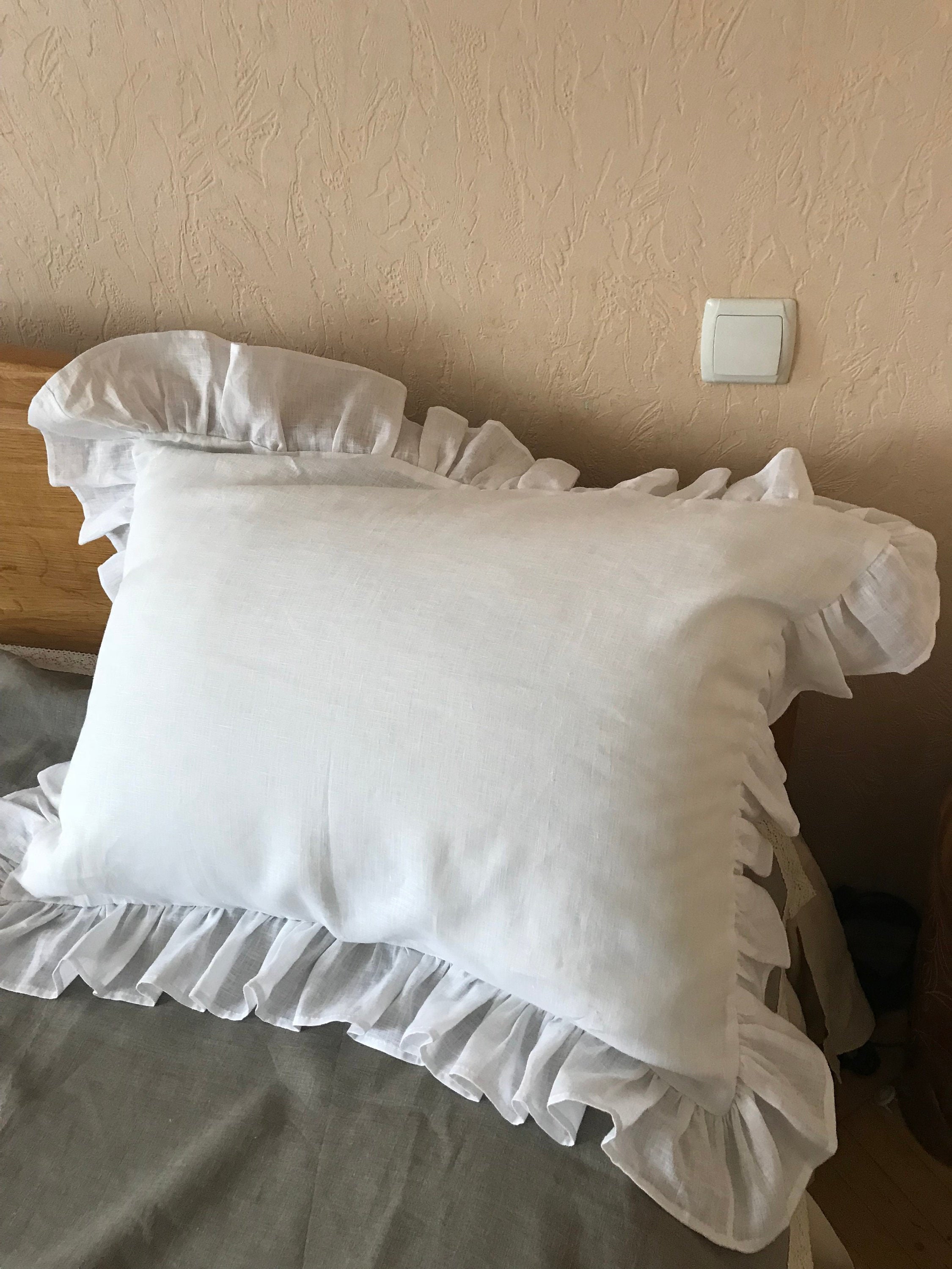 LINEN PILLOWCASE Luxury Linen Ruffle Pillowcase pillow Etsy