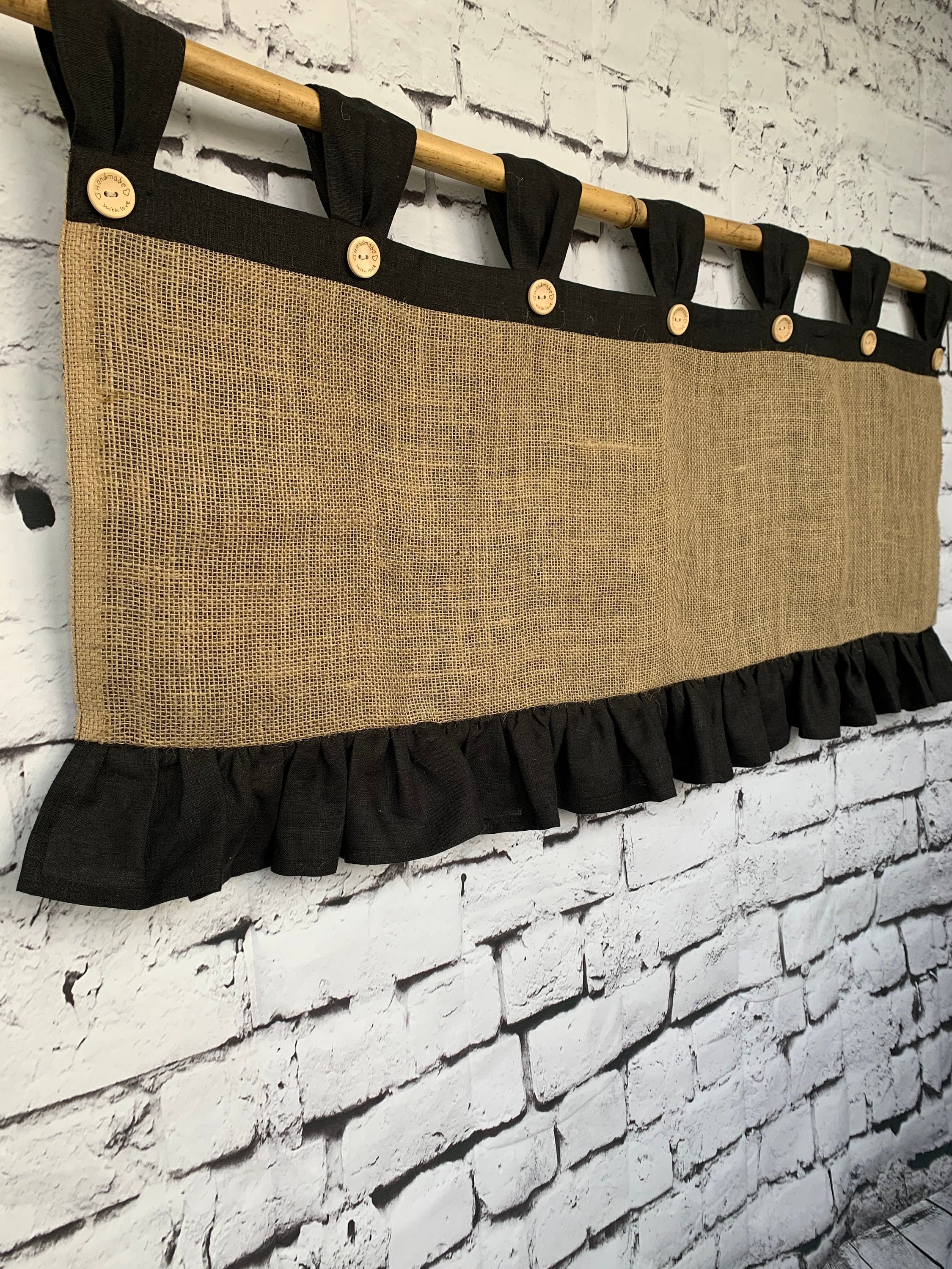 Burlap Curtains Cottage Kitchen Farmhouse curtains for living Etsy