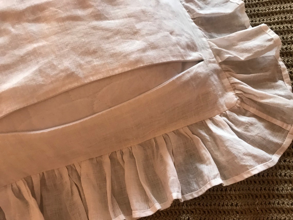 100 Linen Frilled Sham Pillowcase With Ruffles Natural White Etsy