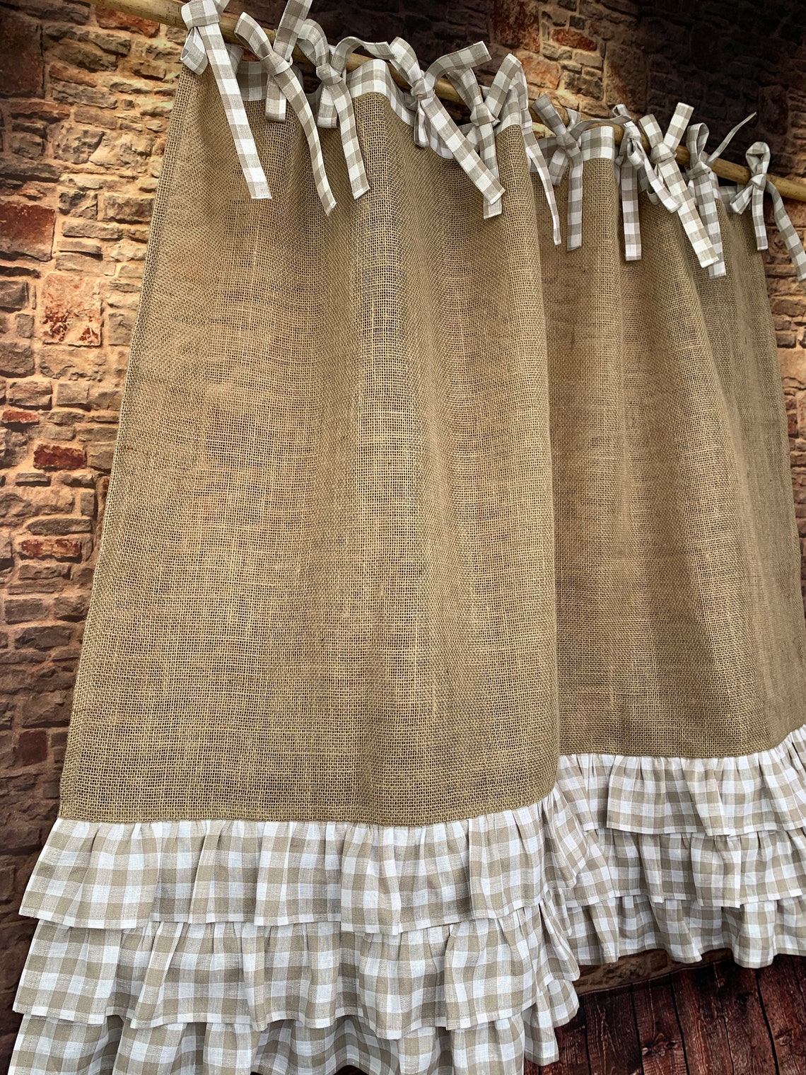 Burlap Curtains Cottage Kitchen Farmhouse curtains for living Etsy