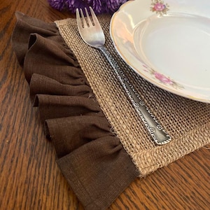 Burlap Placemats with Ruffles  Farmhouse Table Settings Fall Table Decorations Thanksgiving Napkin  French Farmhouse to Coastal Chic Style