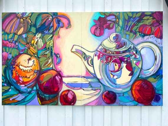 42” x 72” Diptych Oil Painting by John Cox