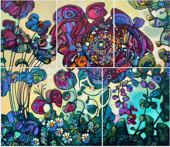 78" x 90” Multi-Panel Oil Painting  by John Cox