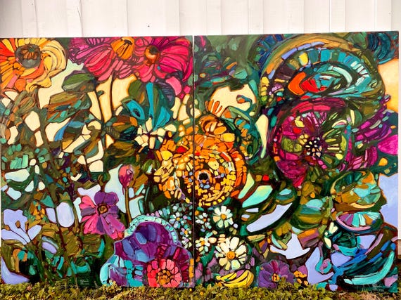 54”x84" Diptych Oil Painting  by John Cox